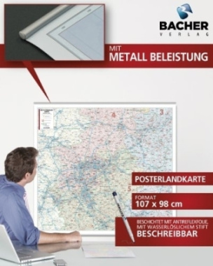 Bacher Postleitzahlen-Karte Nordrhein-Westfalen, Posterkarte beschichtet