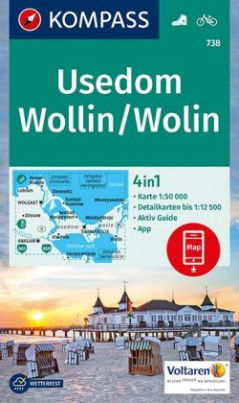KOMPASS Wanderkarte Usedom, Wollin/Wolin