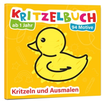 Mein erstes Kritzelbuch ab 1 Jahr: über 94 große Motive - für Jungs und Mädchen - Ausmalbuch - Ausmalen und kritzeln mit Spielzeug, Tiere, Fahrzeuge, Obst, Gegenstände und vieles mehr