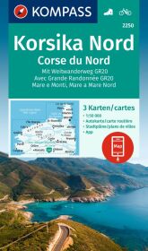 KOMPASS Wanderkarten-Set 2250 Korsika Nord, Corse du Nord, Weitwanderweg GR20 (3 Karten) 1:50.000