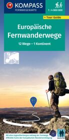 KOMPASS Fernwegekarte Europäische Fernwanderwege, 12 E-Wege - 1 Kontinent 1:4 Mio.