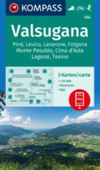 KOMPASS Wanderkarten-Set 656 Valsugana, Pine, Levico, Lavarone, Folgaria, Monte Pasubio, Cima dAsta, Lagorai, Tesino (3 Karten) 1:25.000