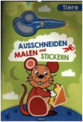 Trötsch Bastelbuch mit Schere Ausschneiden, Malen und Stickern Tiere