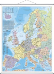 Stiefel Wandkarte Großformat Europa, Organisationskarte, mit Metallstäben
